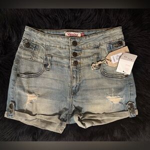 NWT Cute Eunina Light Blue Petite Woman’s Stylish High Waist Short Shorts
